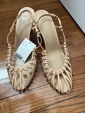 H&M Nude Knotted Slingback Woven Sandals